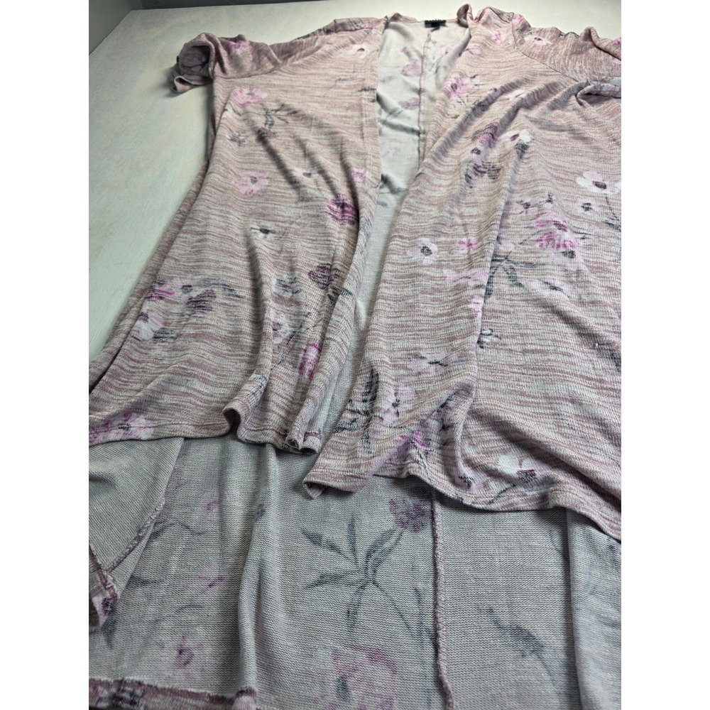 Torrid Womens 4 Floral Duster Cardigan Pink Space Dye High Low Boho Cottagecore - Picture 4 of 7